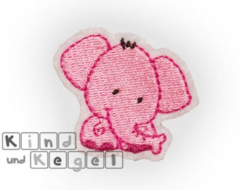 Aufnäher Aufbügler Elefant Dickhäuter rosa 3,5 x 4,5 cm