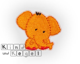 Aufnäher Aufbügler Elefant Dickhäuter orange rot 3,5 x 4,5 cm