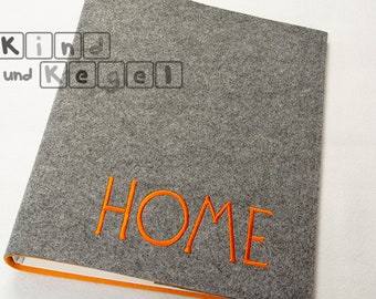 Ordner DIN A4 mit Filz-Umschlag Home Unterlagen Anleitungen Schriftart 1G Großbuchstaben