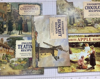 Vintage Set of 5 Favourite Recipes from England , Cooking,Chocolate,Christmas,Biscuits,Apple,Teatime ,cook books