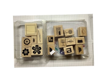 Stampin up Rubber Stamps Set with blocks HOUSE'S & FlOWER'S retired