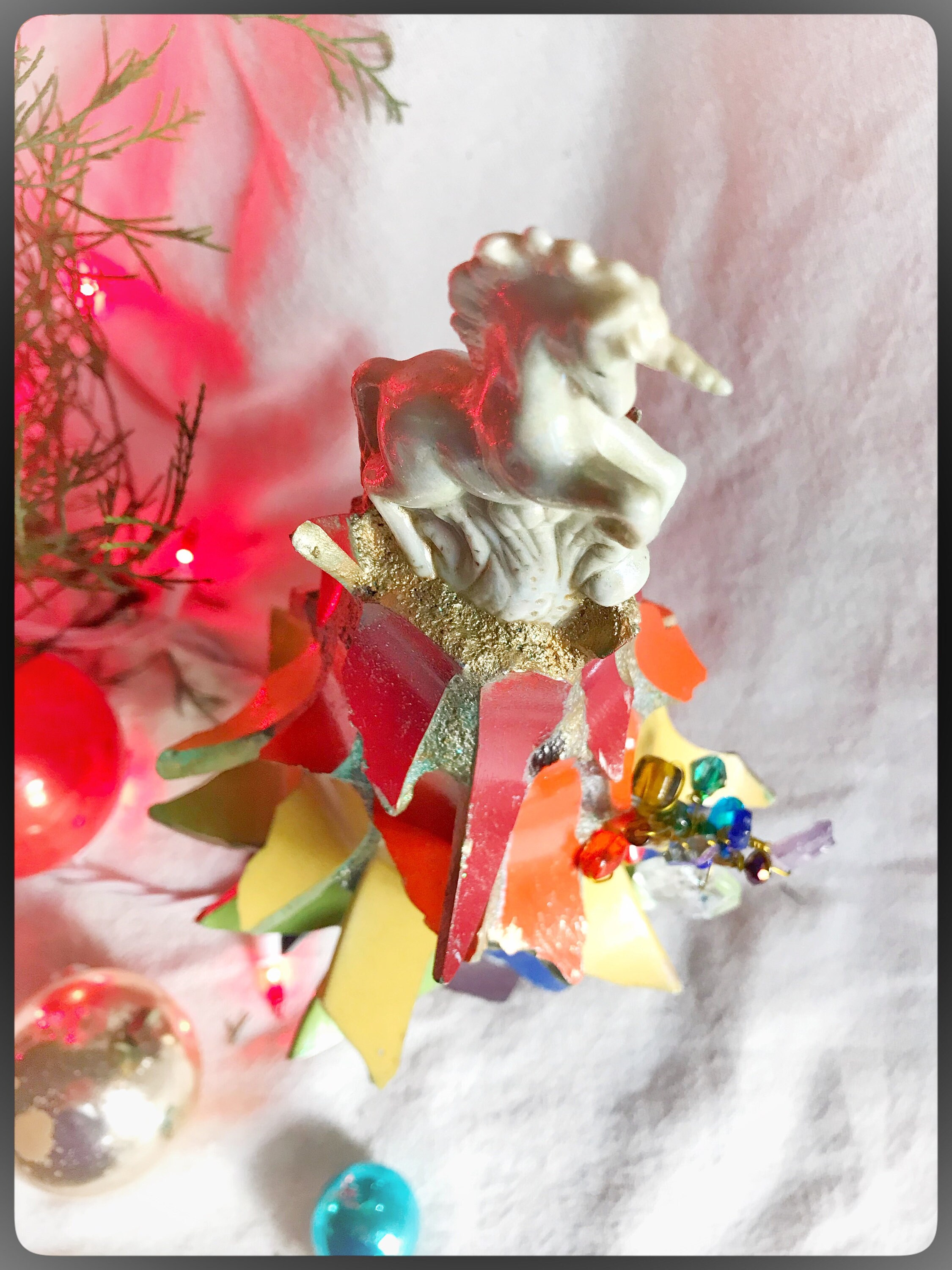 Mosaic rainbow unicorn Christmas tree Tabeltop tree  Etsy