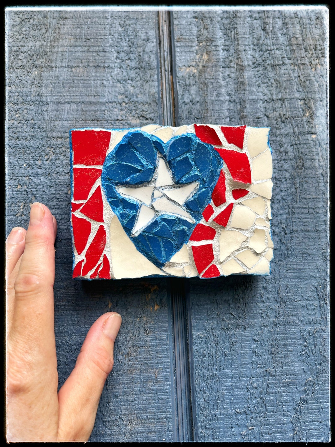 Ceramic Flags Rustic American Flag Mosaic Wall Art: Upcycled Ceramic Shards - Etsy