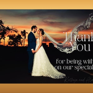 Elegant Gold Wedding Thank You Postcard, Custom Photo Template (Digital Download)