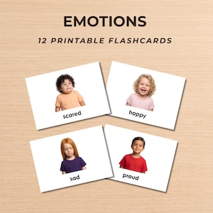 Montessori Emotions Flashcards, Feelings Printable Cards, Preschool Emotional Learning, Toddler Calming Corner Activity, Digital File