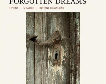 Weathered European Door Photograph, Rustic Printable Wall Art, Forgotten Dreams, Digital Download