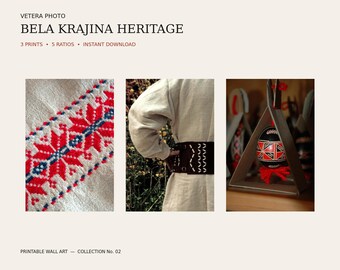 Bela Krajina Heritage Photography Set, Slovenian Folk Art Prints, Embroidery and Costume Wall Art, Digital Download