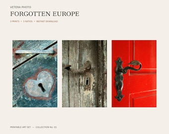 Rustic European Door Photo Set, Printable Vintage Wall Art, Digital Download