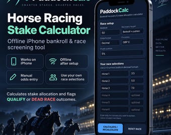 PaddockCalc Horse Racing Stake Calculator | Offline iPhone Bankroll & Race Screening Tool
