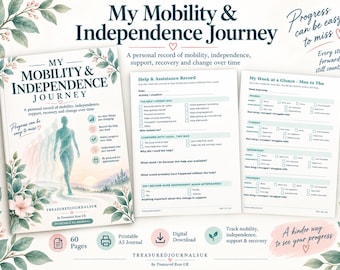 My Mobility & Independence Journey Printable Journal | A5 Health Tracker | Disability Mobility Planner | Digital Download