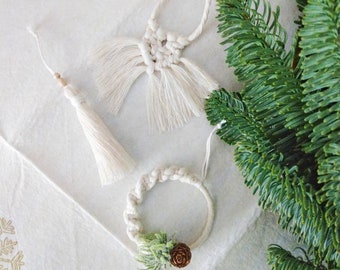 Macrame Ornaments, Natural, Set of 3, Boho Decoration, HomeDecor, Boho Christmas, Wedding  Decoration