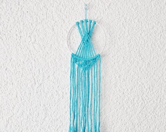 Small Macrame Dreamcatcher Turquoise, Boho Decoration, Home Decor, Macrame Wallhanging