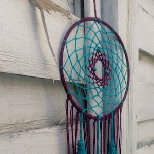 Boho Dreamcatcher purple with tassels, wallhanging homedecor