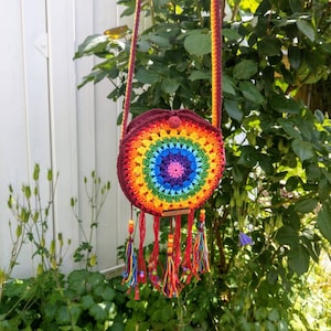 Bolso arcoíris, bolso atrapasueños mandala, bolso boho, bolso hippie, bolso bandolera