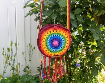 Rainbow bag, Mandala Dreamcatcher bag, Boho bag, Hippie bag, crossbody