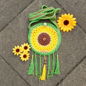 Bolso girasol, bolso mandala dream catcher, bolso boho, bolso hippie, bolso bandolera