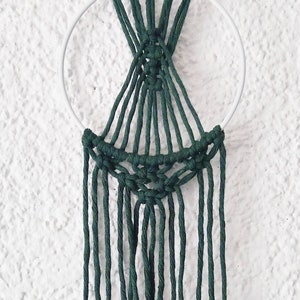 Small Macrame Dreamcatcher Forest Green, Boho Decoration, Home Decor, Macrame Wallhanging image 2