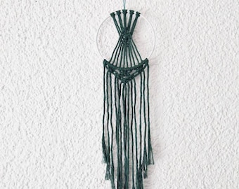 Small Macrame Dreamcatcher Forest Green, Boho Decoration, Home Decor, Macrame Wallhanging