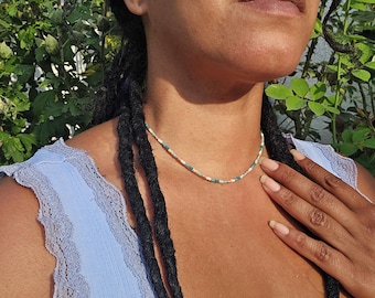 Beaded necklace BEACH, summery  choker Boho necklace in beach colors,