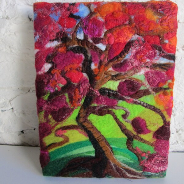 abstract tree, felt picture, autumn tree