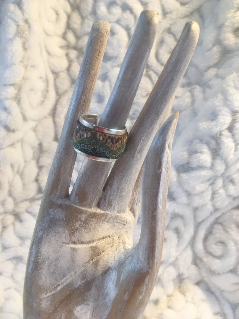 Ajustable polymer clay ring Moroccan spice