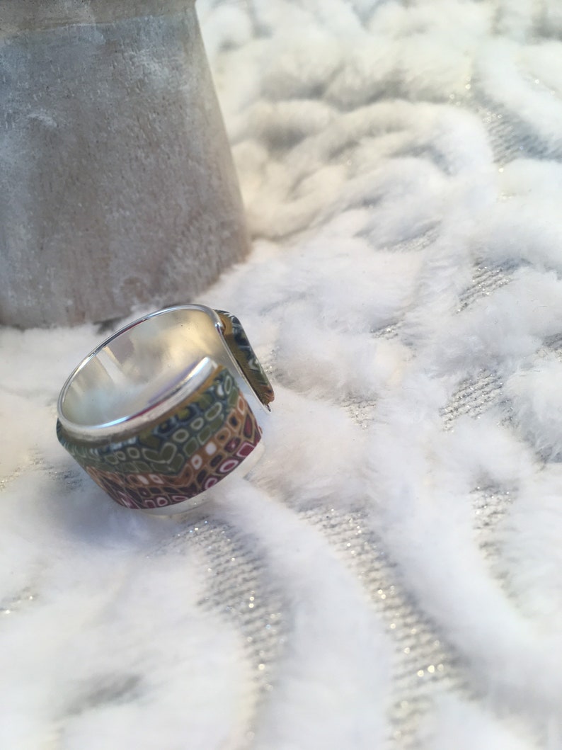 Ajustable polymer clay ring Moroccan spice