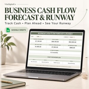 Business Cash Flow Forecast and Runway Google Sheets | Cash Flow Planner | Small Business Finance Spreadsheet