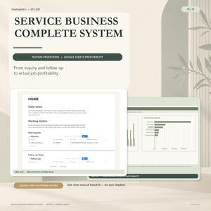 Service Business Complete System | Notion Client Workflow and Google Sheets Profitability Template for Consultants and Freelancers