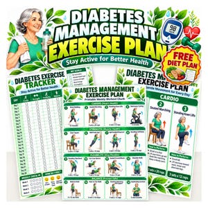 Diabetes Management Exercise Plan , Printable Workout Chart , Fitness Tracker, Senior Exercise Guide, Blood Sugar Control (PDF)