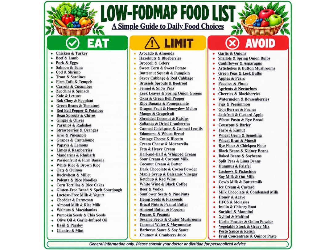 Low FODMAP Meal Planner Printable, Low FODMAP Food List, IBS Diet Chart ...