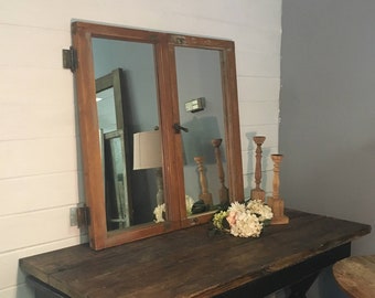Distressed Barnwood Mirror from a 100 year old reclaimed building. Great Rustic details!