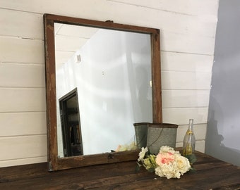 Barn Window Mirror made from a 1920s Charleston, SC home, Distressed Furniture, Large Mirror, Rustic, Farmhouse