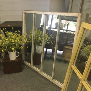 XL White Barn Mirror made from an antique window. 100% real. A great addition to any room.