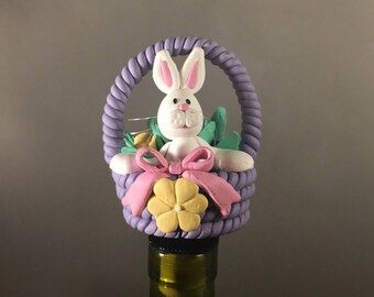 Easter Wine Stopper, Easter Gift, Wine Gifts, Rabbit, Bunny, Adult Easter Basket, Easter Lover, Easter Fan, Gift for Priest