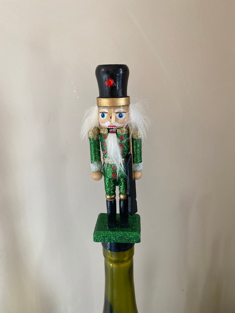 Green and Gold Nutcracker Bottle Stopper Hand Painted Etsy