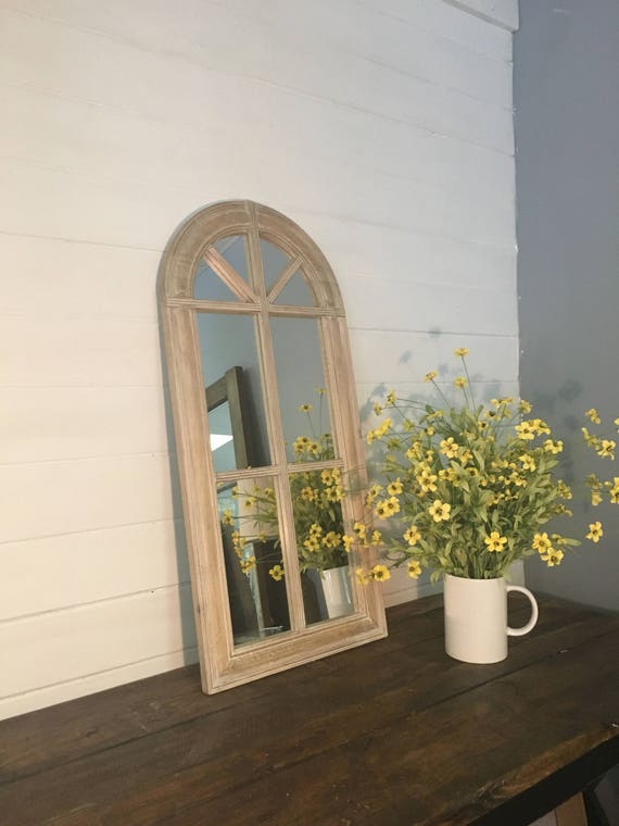 Arched Mirror Wall Window Decorative Curved Pane Distressed Furniture Rustic Furiture