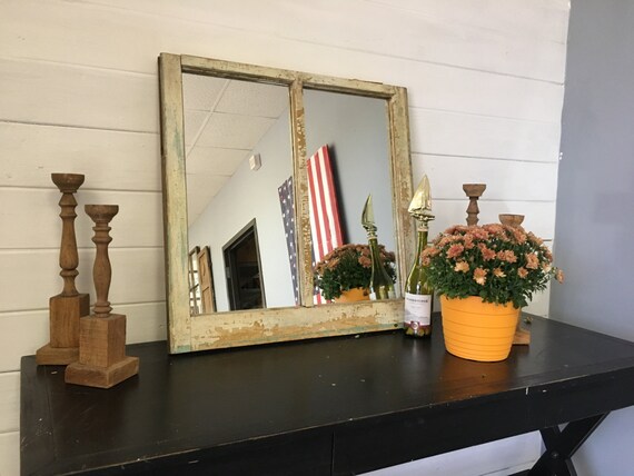 White Window Pane Mirror Made From A Charleston Sc Home Built Etsy