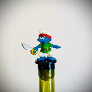 Pirate Smurf Bottle Stopper for any wine or liquor bottle!