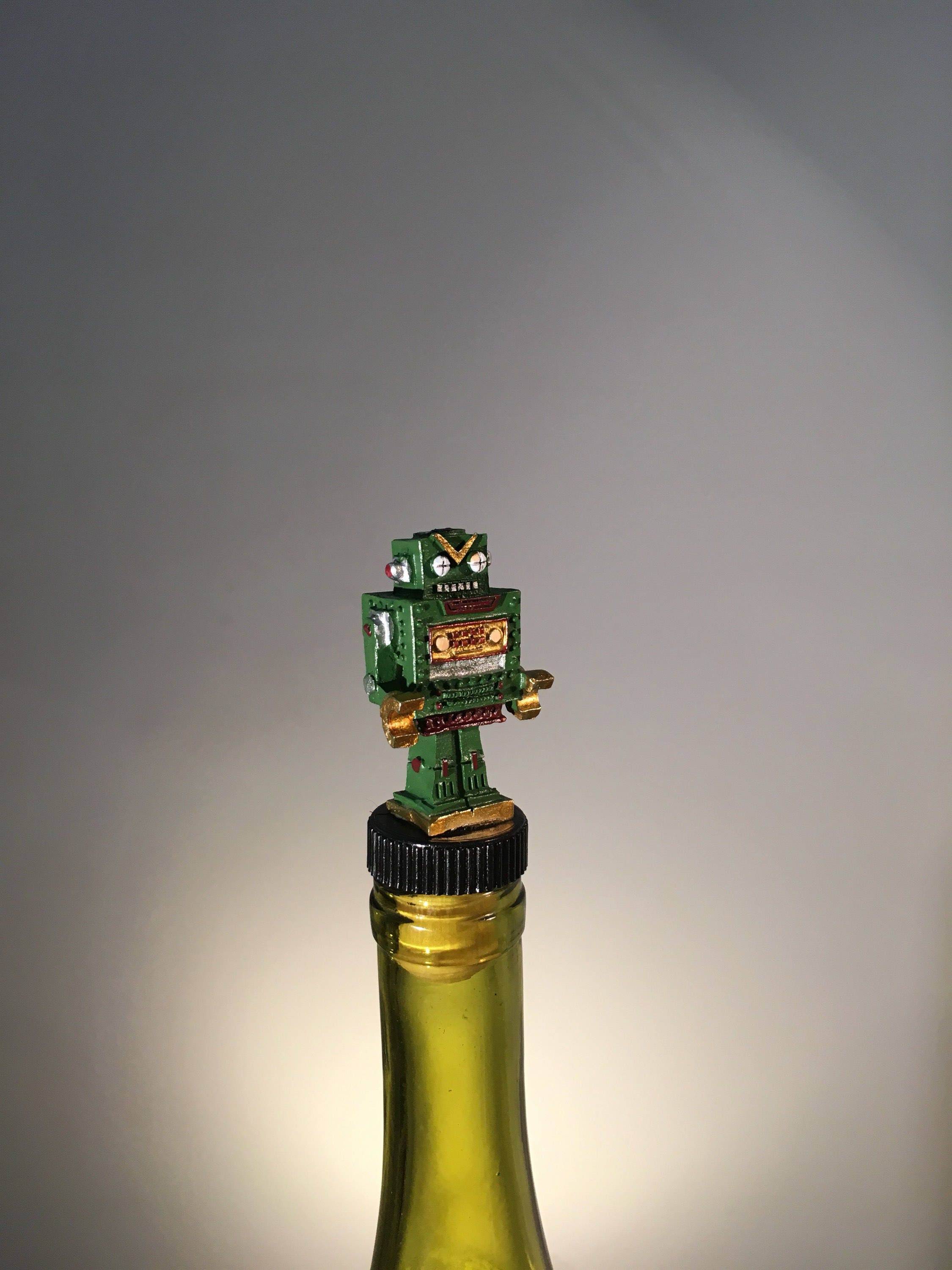 Robot Bottle Stopper Robot Gift Wine Gifts Wine Cork Man Etsy