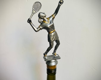 Female Tennis Player Bottle Stopper. Great gift for a tennis lover!