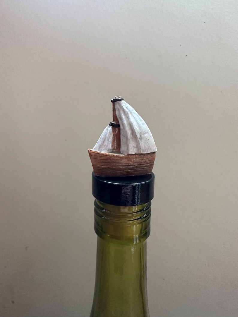 Sailboat Bottle Stopper, Sailing Wine Stopper, Gift for sailboat owner, Sailing Wine Gift, Wine and Boating, Trophy Wine Stopper image 2