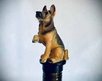 German Shepard Bottle Stopper use in a wine or liquor bottle. Great dog lover gift! Search our shop for other breeds!