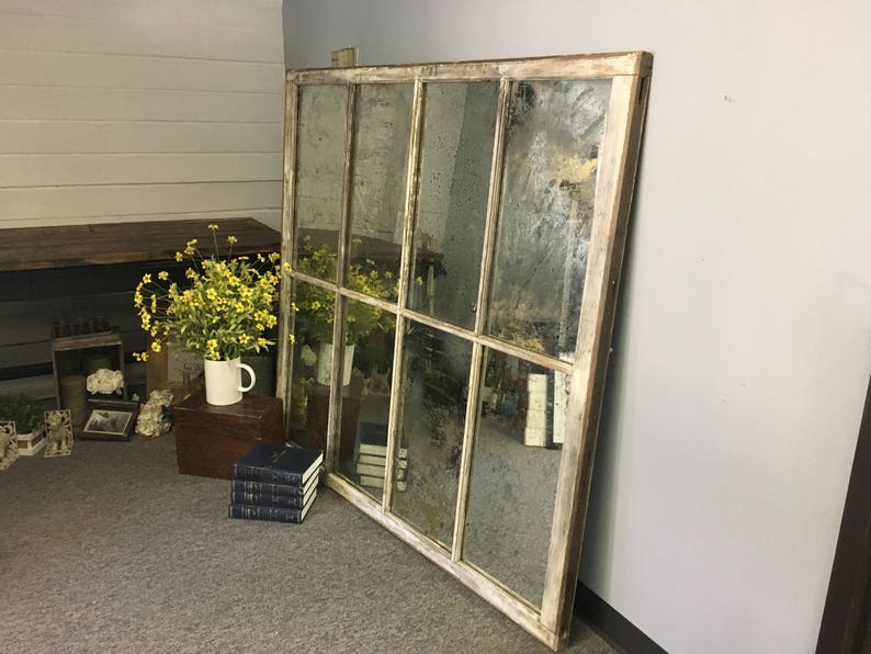 Distressed Barn Window Mirror Rustic Xl Wall With Trendy Antiqued Great For A Moder Or Rstic Concept Room