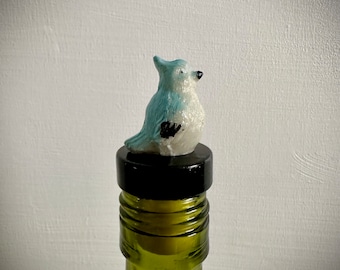 Blue Jay Bottle Stopper Great Bird decoration. Use in wine or liquor bottle.