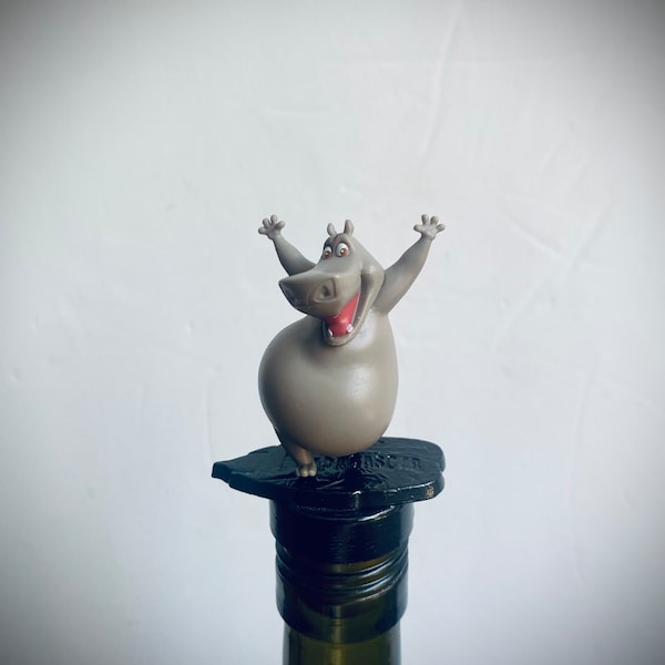 Fun Cartoon Hippo Bottle Stopper. great Bar and Wine Gift. Unique Bottle Stopper for wine or liquor!