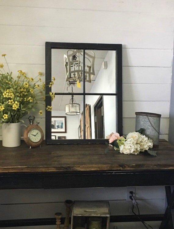 Distressed Black Barn Mirror With Amazing Thick Frame. | Etsy