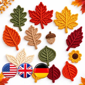 Autumn Leaves Crochet Pattern PDF Fall Leaf Crochet Set 13 Piece Collection Digital Download