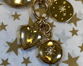Gold Locket Pendant: Round, Heart, Star, CZ Styles