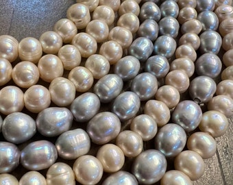 Pink & Gray Freshwater Pearl Strand, Large Hole 2mm, 15"