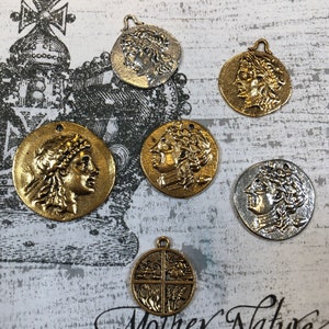 Final Sale Silver or Gold charms 4 styles silver charms Roman coins Greek coins coin charms coin pendants gold pendant pendants charms